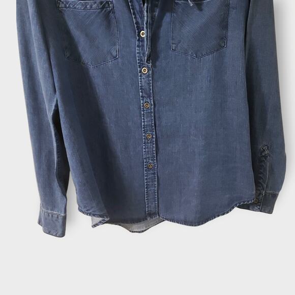 Rails Rosalee Tied Chambray Button Down Denim Lyocell Shirt Sz Medium Casual - Picture 3 of 12
